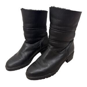 Vintage La Canadienne by Gaby Shearling lined Calf Height Pebbled Leather Size 9